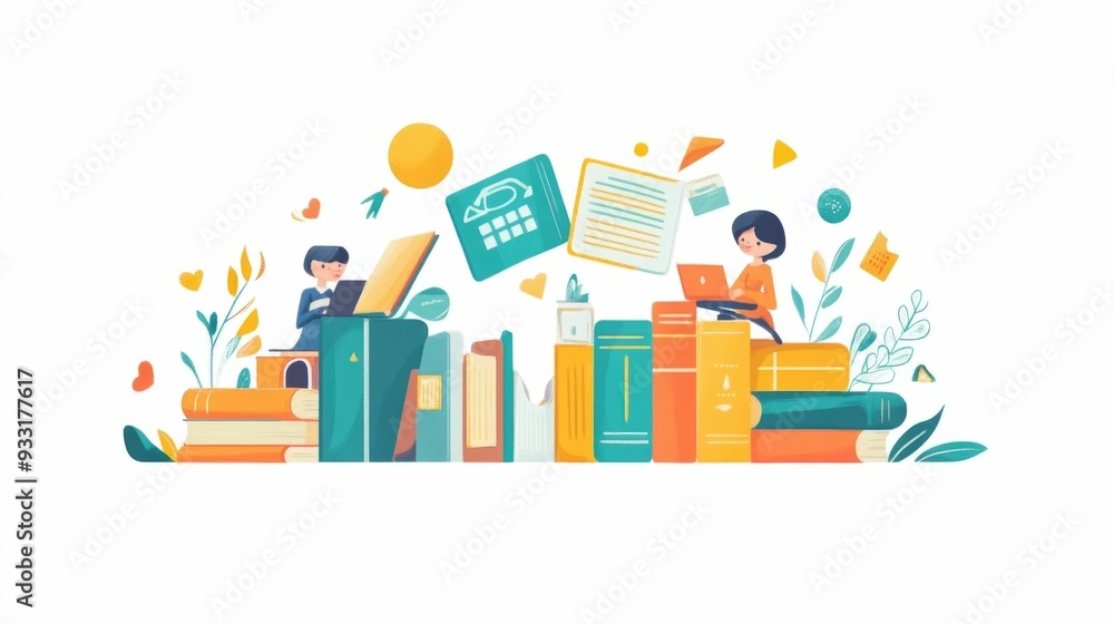 Flat design concept of language learning and studying with flashcards The image depicts the idea of improving language skills vocabulary Flat design concept of language learning and studying with flashcards The image depicts the idea of improving language skills vocabulary