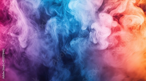 A vibrant cloud of swirling smoke, mixing colors dynamically to create an artistic and eye-catching visual.