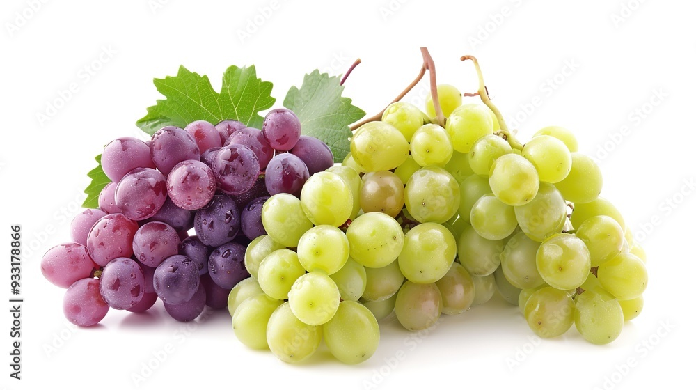 Fresh Grapes on a White Background: A Cluster of Juicy, Plump Grapes in Vibrant Purple or Green Hues. Fresh Grapes on a White Background: A Cluster of Juicy, Plump Grapes in Vibrant Purple or Green Hues.