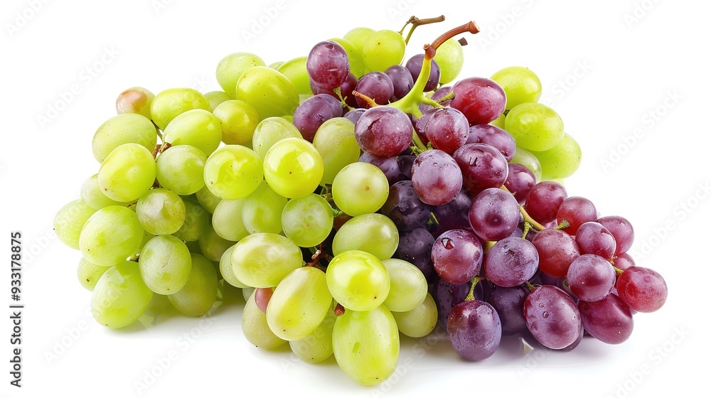 Fresh Grapes on a White Background: A Cluster of Juicy, Plump Grapes in Vibrant Purple or Green Hues. Fresh Grapes on a White Background: A Cluster of Juicy, Plump Grapes in Vibrant Purple or Green Hues.