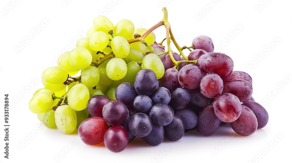 Fresh Grapes on a White Background: A Cluster of Juicy, Plump Grapes in Vibrant Purple or Green Hues. Fresh Grapes on a White Background: A Cluster of Juicy, Plump Grapes in Vibrant Purple or Green Hues.