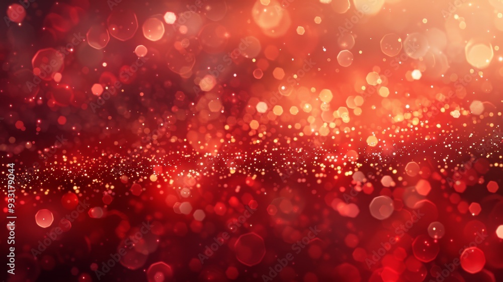Abstract red background with glowing bokeh lights and sparkling glitter, creating a festive and warm holiday atmosphere. Abstract red background with glowing bokeh lights and sparkling glitter, creating a festive and warm holiday atmosphere.