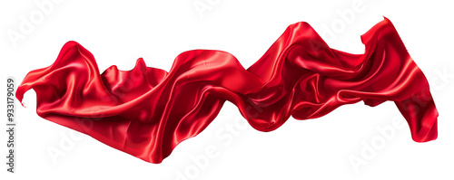 abstract background with red wavy silk or satin banner