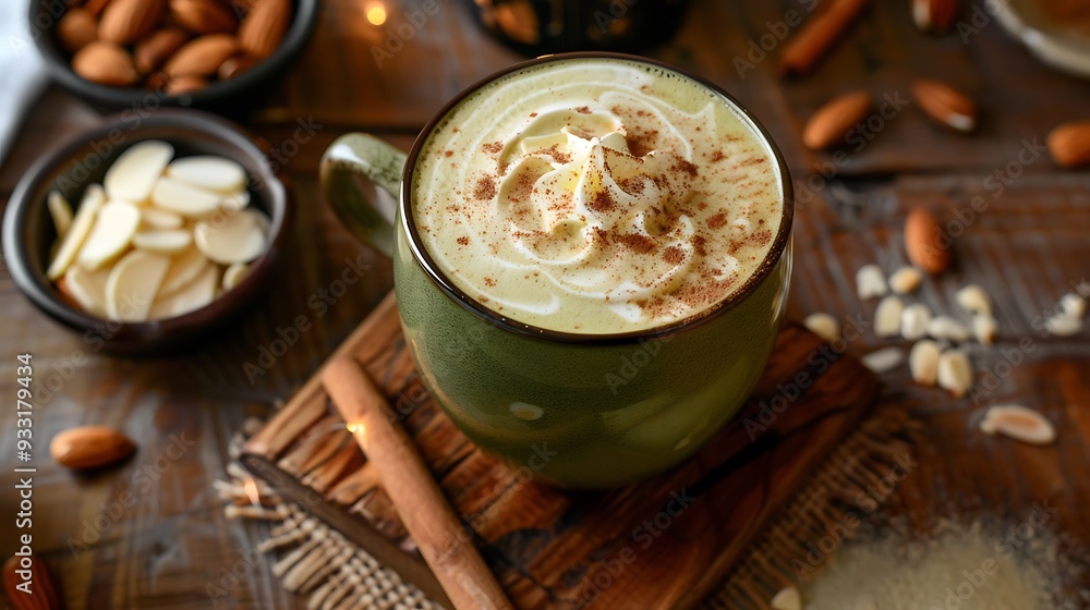 Cool organic green tea mocha with heavy butter and almonds Cool organic green tea mocha with heavy butter and almonds