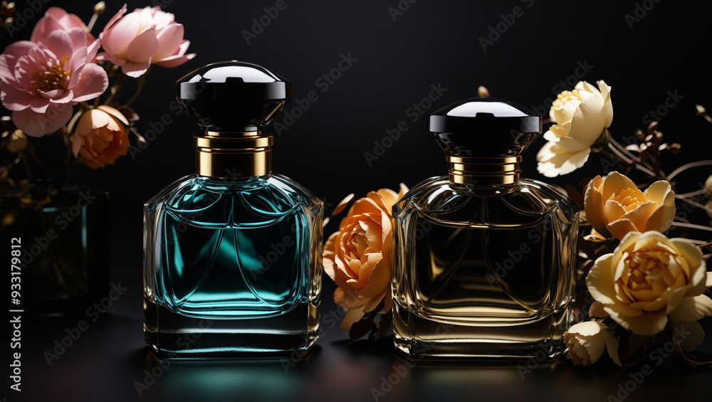 perfume bottle mockup on black perfume bottle mockup on black