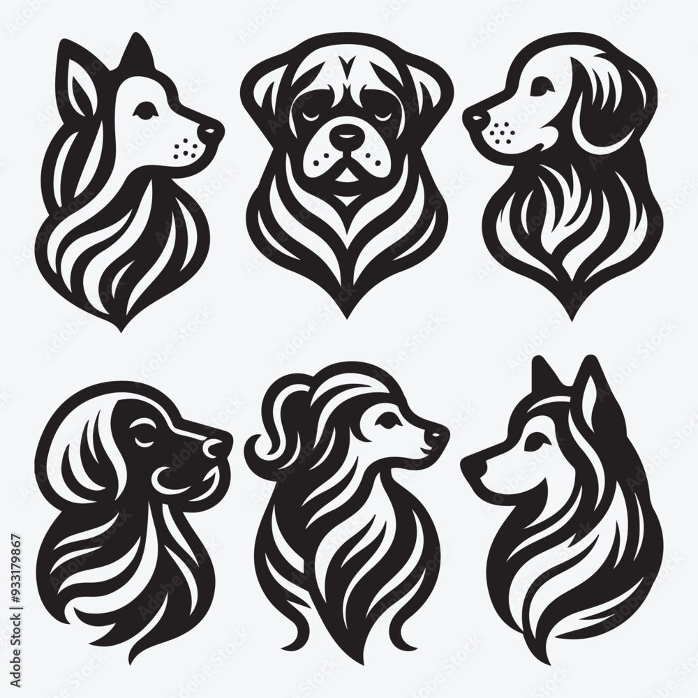Obraz premium Creative Dog Silhouette Collection Stunning Clip Art for All Pet Enthusiasts