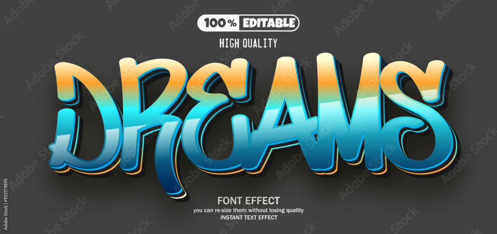 Obraz premium Dreams text effect. Editable text effect.