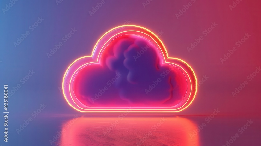 A vibrant neon cloud design with glowing edges, set against a colorful gradient background, perfect for digital themes. A vibrant neon cloud design with glowing edges, set against a colorful gradient background, perfect for digital themes.