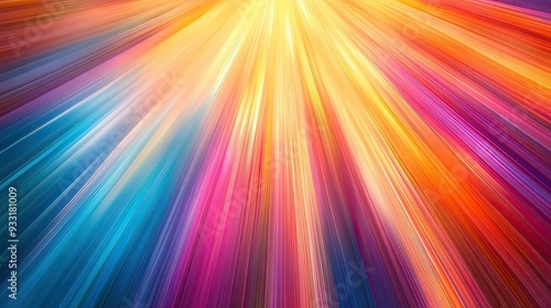 Bright, colorful rays emanate outward, creating a lively and dynamic backdrop full of energy.