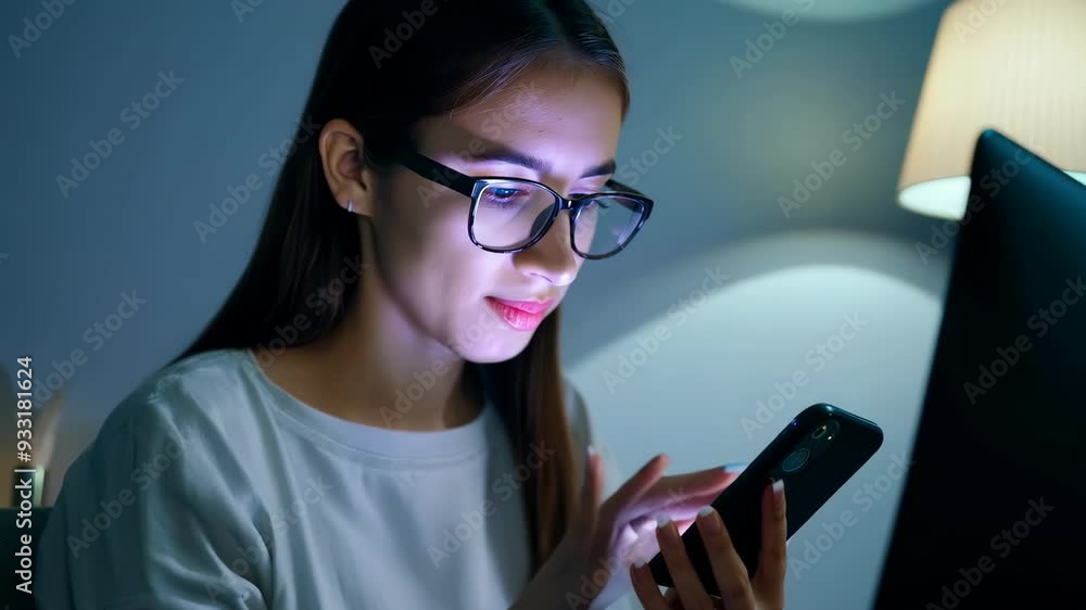 Digital Nomad: Hipster Girl Blogging and Texting on Smartphone and Laptop Digital Nomad: Hipster Girl Blogging and Texting on Smartphone and Laptop