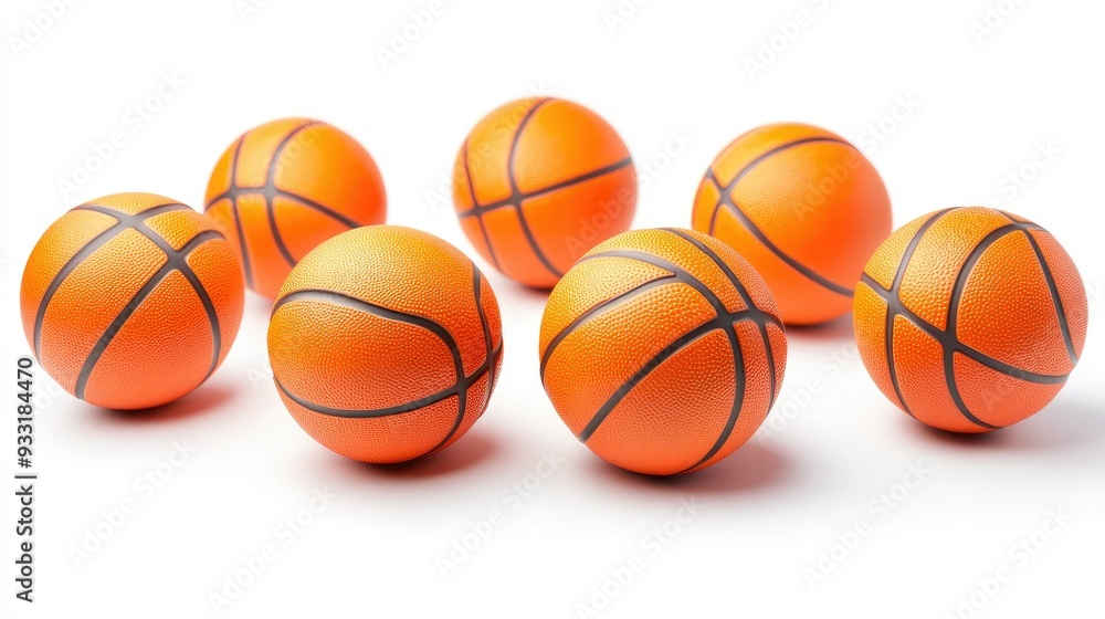 Group of orange basketballs isolated on white, showing their bright color and sporty appeal. Group of orange basketballs isolated on white, showing their bright color and sporty appeal.