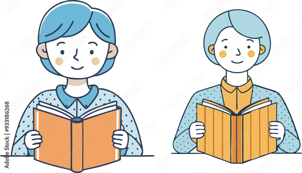  A person reading a book vector illustration 