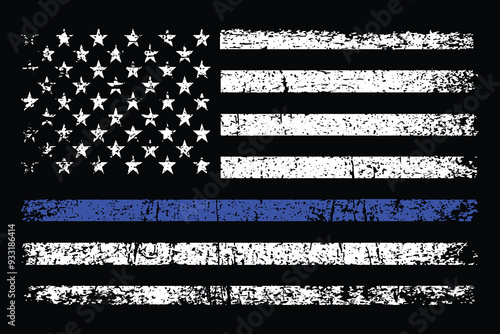Thin Blue Line Flag. USA Police Flag