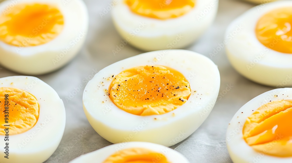 Softboiled eggs with the tops cut off, ready to be eaten Softboiled eggs with the tops cut off, ready to be eaten
