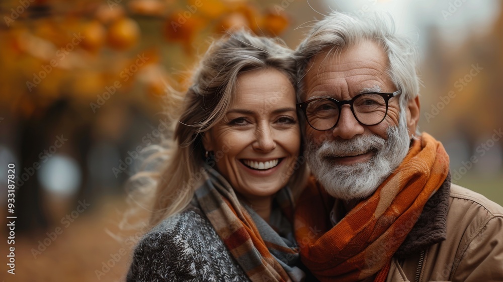 a couple in love on an autumn walk a couple in love on an autumn walk