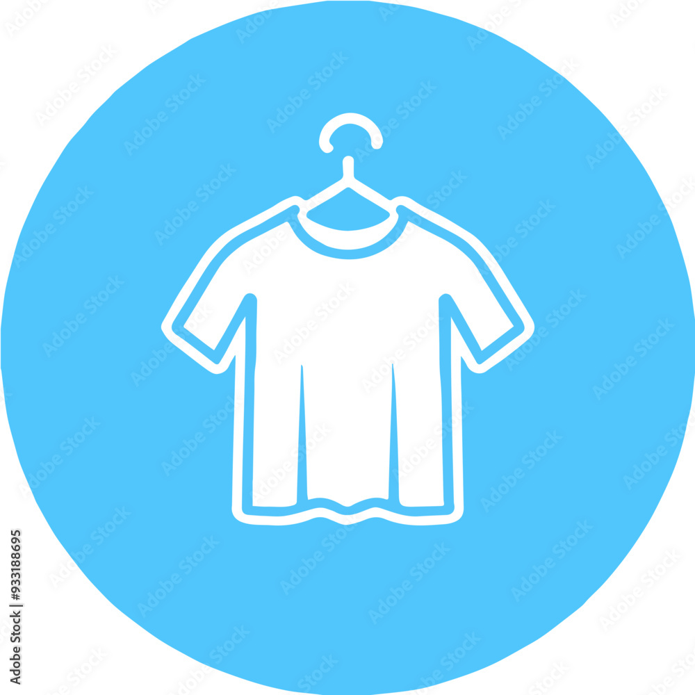 Blue Hanger T-Shirt Icon in Circular Outline Blue Hanger T-Shirt Icon in Circular Outline