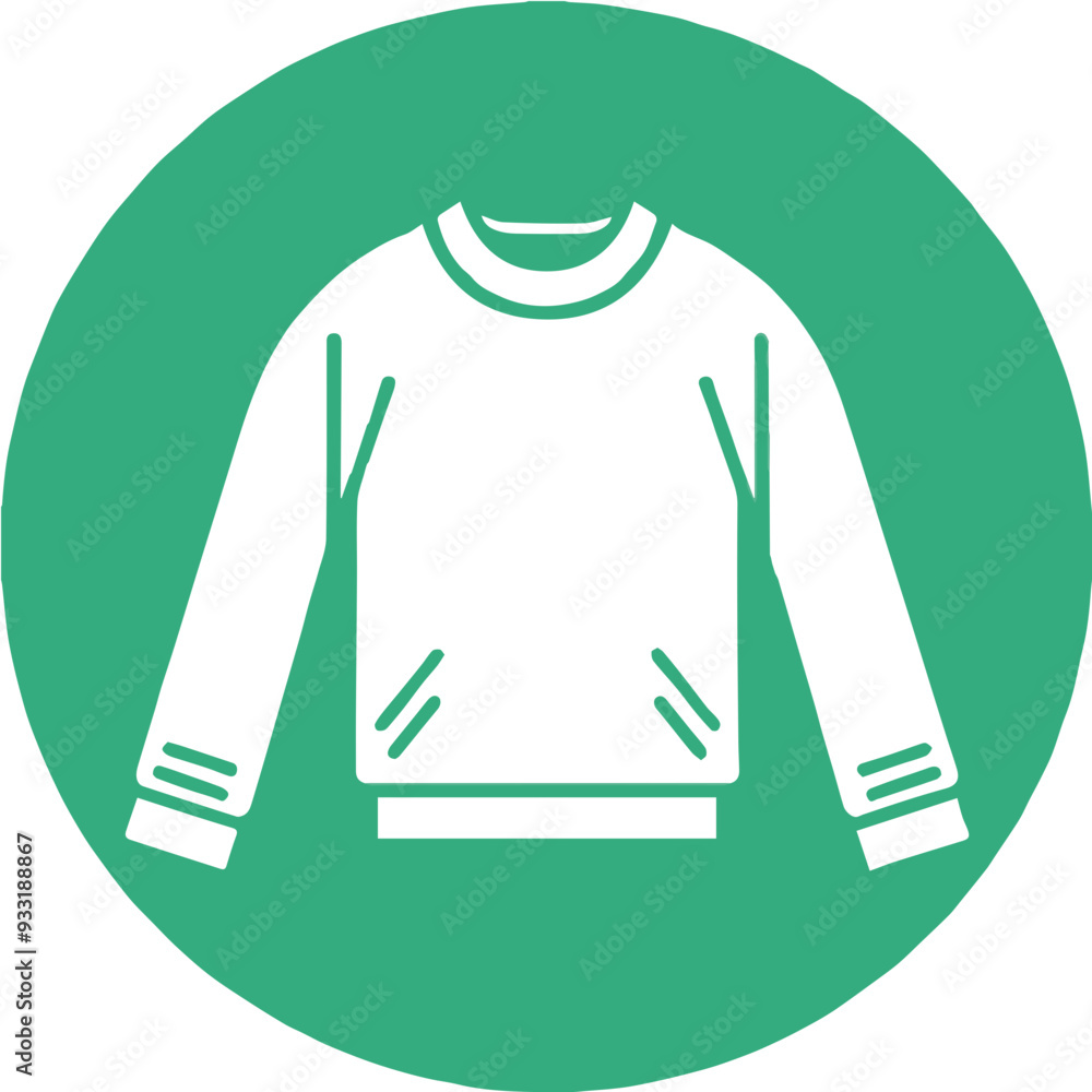 Green Sweater Icon with Striped Cuffs in a Circular Frame Green Sweater Icon with Striped Cuffs in a Circular Frame