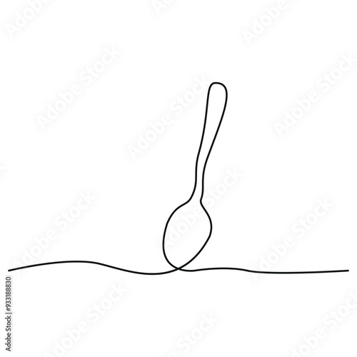 A teaspoon one line. White background