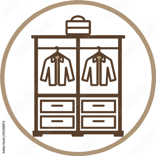 Brown Wardrobe Icon Depicting a Storage Unit for Clothing