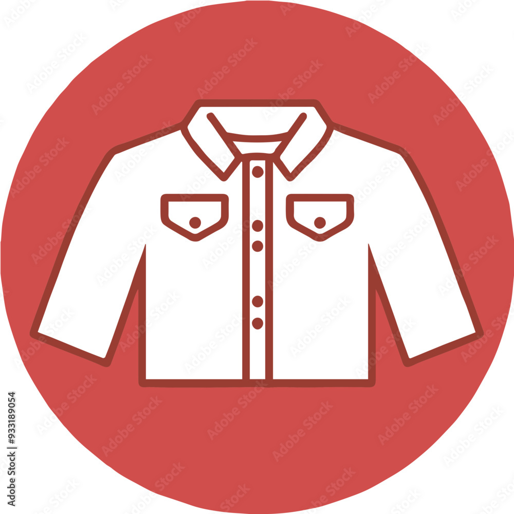 Red denim jacket icon for casual fashion and outerwear design concepts Red denim jacket icon for casual fashion and outerwear design concepts