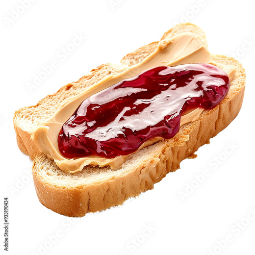 Jam with bread isolated on transparent background