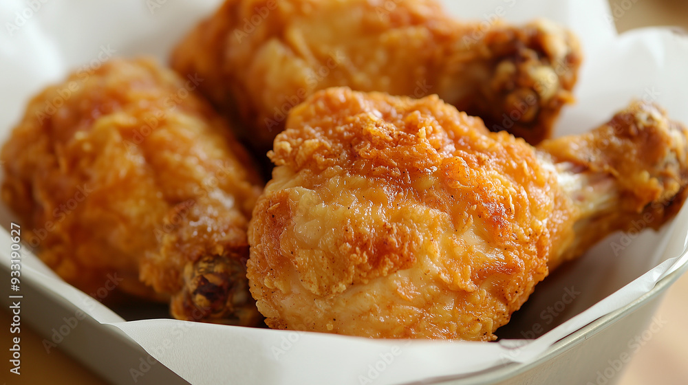 Close-up of Golden-Brown, Crispy Fried Chicken Wings in a White Bowl on a Beige Tablecloth, Captured with Natural Golden Hour Lighting, 35mm Lens, and f/2.8 Aperture, in a Cozy Kitchen Setting Close-up of Golden-Brown, Crispy Fried Chicken Wings in a White Bowl on a Beige Tablecloth, Captured with Natural Golden Hour Lighting, 35mm Lens, and f/2.8 Aperture, in a Cozy Kitchen Setting