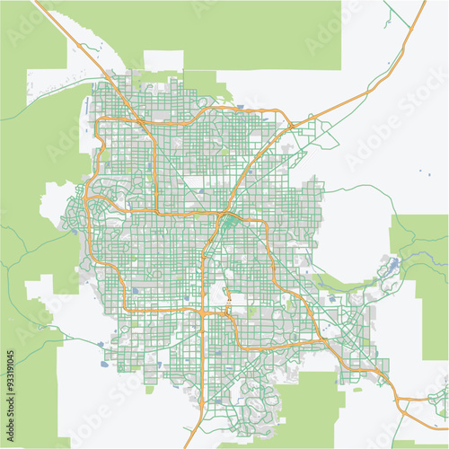 Road map of Las Vegas in Nevada. Contains layered vector with roads water, parks, etc.