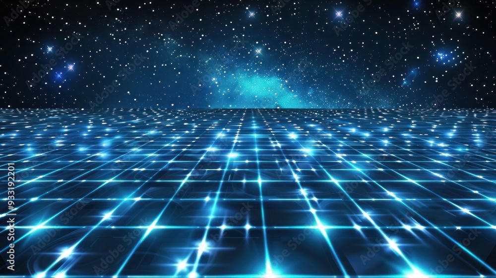 Digital Grid Under a Starry Sky Digital Grid Under a Starry Sky