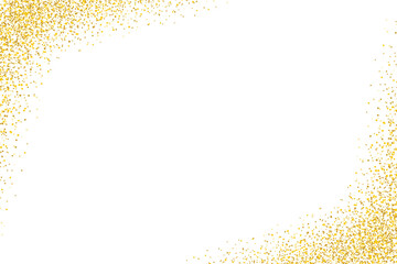 Gold glitter dust mockup frame border isolated on transparent white background. Celebratory glitter dots dust particles. Golden Rectangle dust  shining, Luxury events decoration design elements, PNG