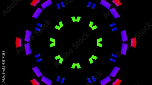 Colorful snowflake. Glows symbol on black background. Abstract winter concept. VJ Christmas 
