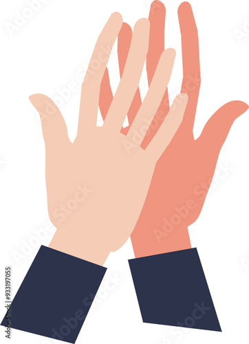 Two hands connecting in a highfive, symbolizing teamwork and success.