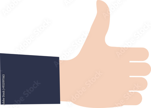 Illustration of a hand giving a thumbs up, symbolizing approval, success, or like.