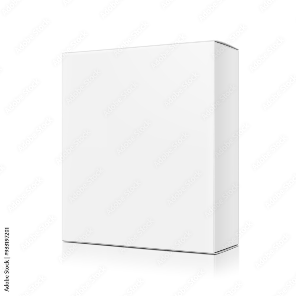 Realistic closed paperboard box mockup. Vector illustration isolated on white background. Taking your 2D designs into 3D. Can be use for medicine, food, cosmetic and other. EPS10. Realistic closed paperboard box mockup. Vector illustration isolated on white background. Taking your 2D designs into 3D. Can be use for medicine, food, cosmetic and other. EPS10.