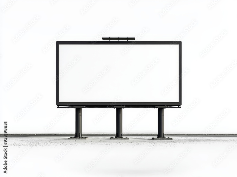 An empty trivision billboard design mockup in 3D rendered format. A ...