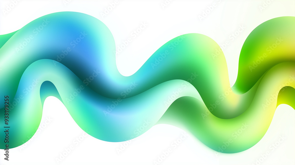 A fluid, smooth wave in a gradient of blue, green, and yellow hues flowing across a white background. A fluid, smooth wave in a gradient of blue, green, and yellow hues flowing across a white background.