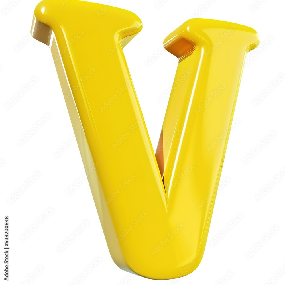 Large Capital Letter V in Cartoon Style Yellow 3D: A Bold and Vibrant Representation of the Letter V, Rendered in a Playful Cartoon Style with a Bright Yellow Color. Large Capital Letter V in Cartoon Style Yellow 3D: A Bold and Vibrant Representation of the Letter V, Rendered in a Playful Cartoon Style with a Bright Yellow Color.