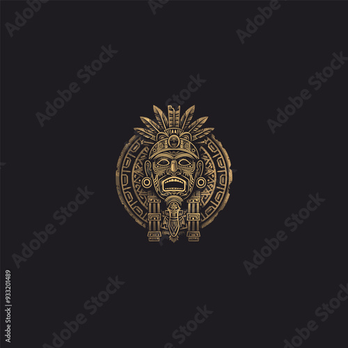 Aztec totem traditional mask design artwork vector illustration