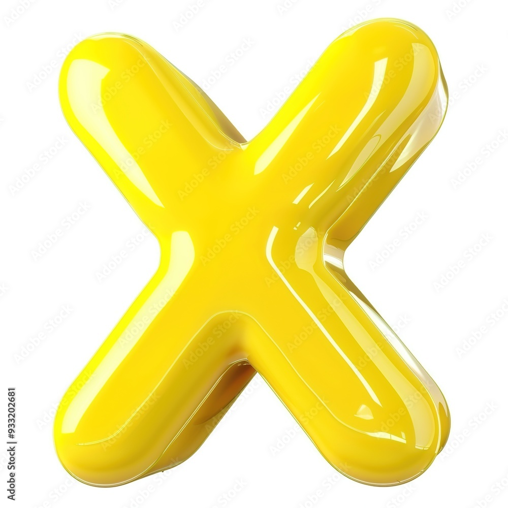 Large Capital Letter X in Cartoon Style Yellow 3D: A Bold and Vibrant Representation of the Letter X, Rendered in a Playful Cartoon Style with a Bright Yellow Color. Large Capital Letter X in Cartoon Style Yellow 3D: A Bold and Vibrant Representation of the Letter X, Rendered in a Playful Cartoon Style with a Bright Yellow Color.