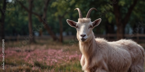 Goat in a Pink Suit Standing on Its Hind Legs.