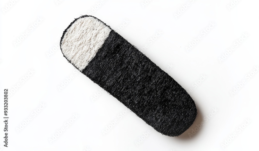 An embroidered patch mockup in black and white, shown from the top An embroidered patch mockup in black and white, shown from the top