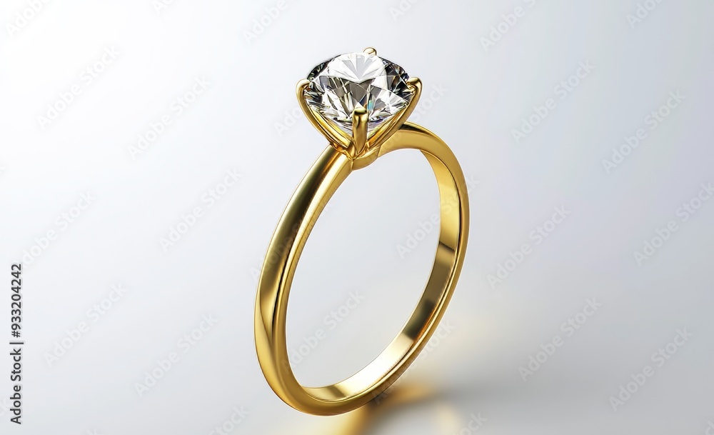Half-turned mockup of an empty gold ring with diamonds Half-turned mockup of an empty gold ring with diamonds
