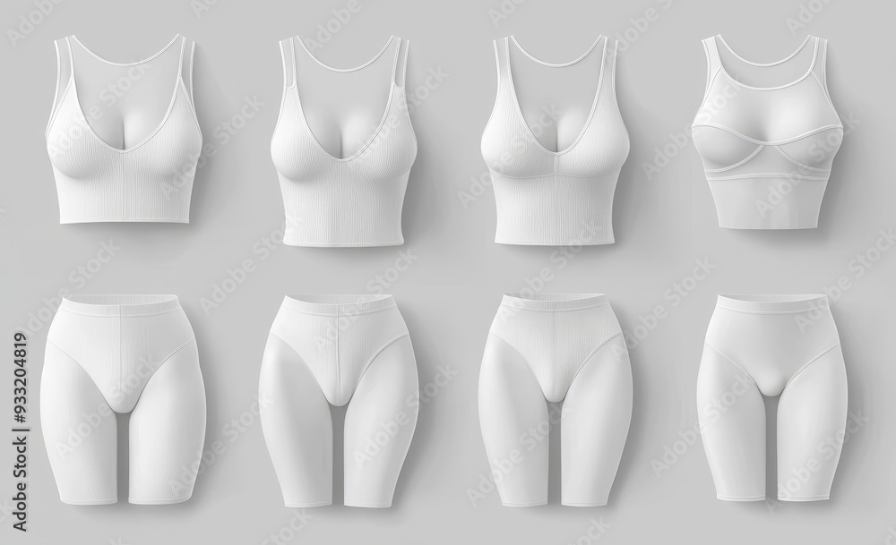 A mock-up of a white woman's bikini from the front and side A mock-up of a white woman's bikini from the front and side