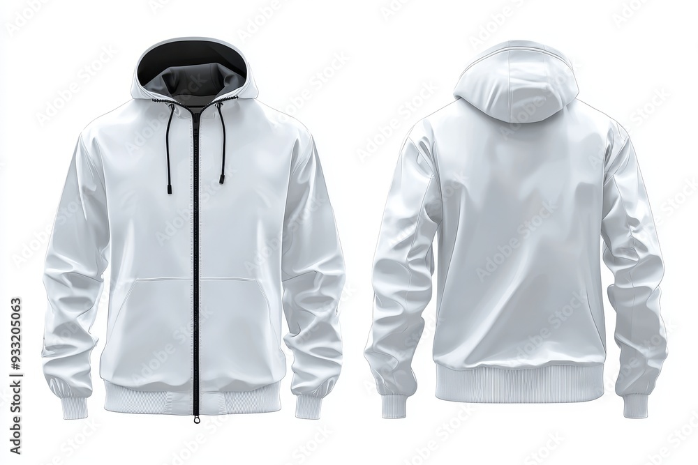 The windbreaker mockup has been set up in different views The windbreaker mockup has been set up in different views