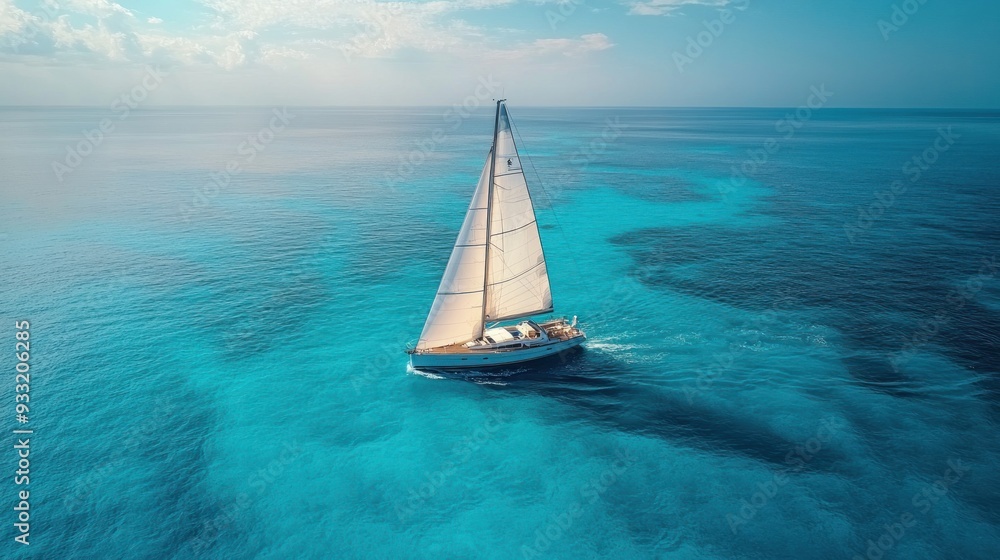Obraz premium Sailboat On Crystal Clear Waters