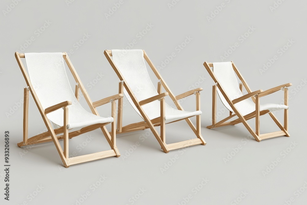 Different views of a blank white folding beach chair Different views of a blank white folding beach chair