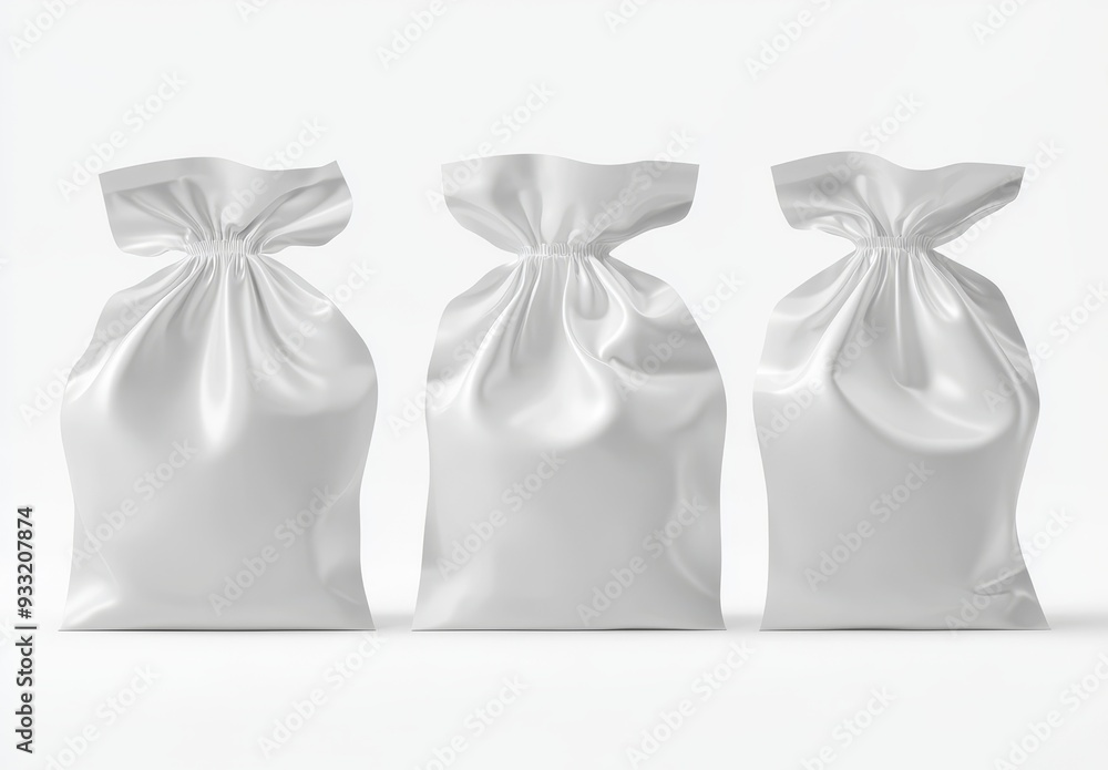 Mockup of a white bread cellophane package, with different views Mockup of a white bread cellophane package, with different views