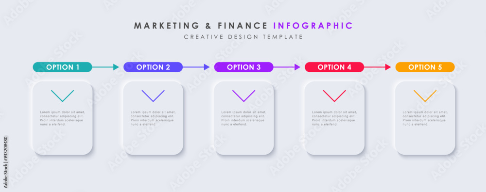 Infographic design template. 5 options or steps. Trendy minimal vector design.