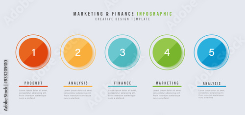 Vector Infographic circle label design business template and 5 options or steps. Process diagram, presentations, workflow layout, banner, flow chart, info graph