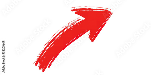 Dynamic red curving arrow pointing upwards isolated PNG cutout transparent background
