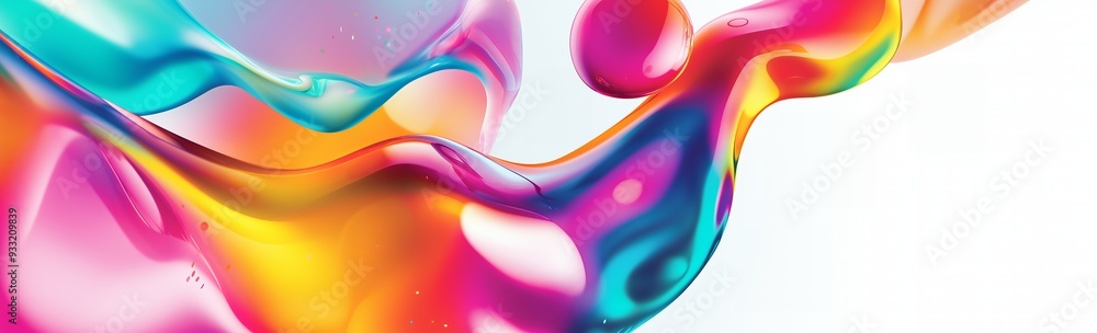 Dynamic abstract energetic bubble flow of wavy vibrant color representing stylish digital technology waves on a white background. Generative AI Dynamic abstract energetic bubble flow of wavy vibrant color representing stylish digital technology waves on a white background. Generative AI